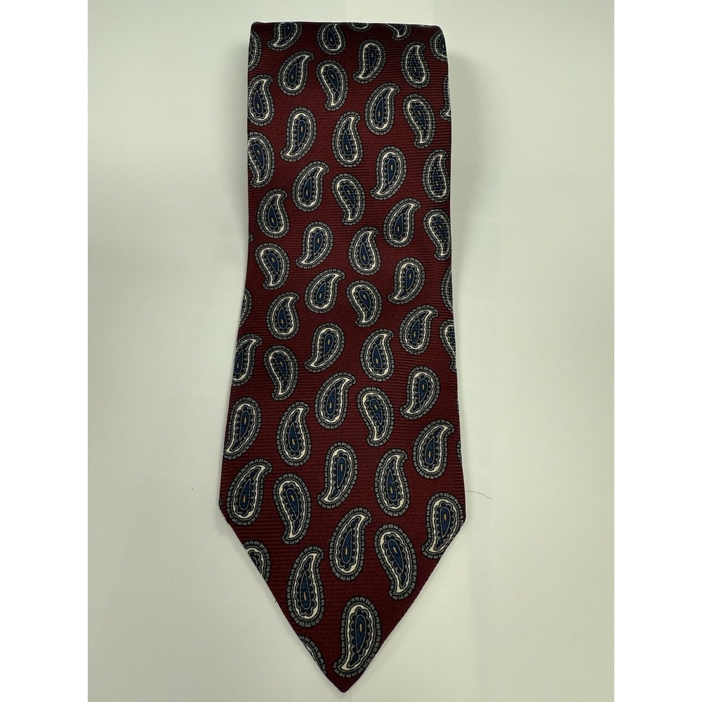 VTG Ferrell Reed 100% Silk Tie Red Green Paisley Mens Necktie EUC 60 1/4"x3 5/8"